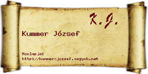 Kummer József névjegykártya