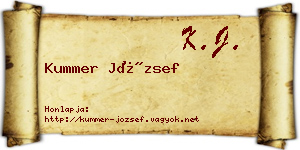 Kummer József névjegykártya